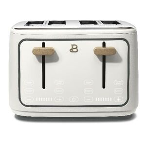 Retro Style 4 Slice Toaster with Wide Slots Cream Beige Countertop Appliance‎